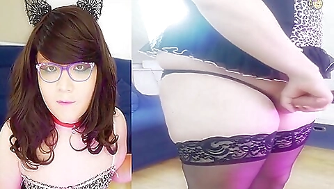 Busty brunette amateur in stockings makes a big ass shot