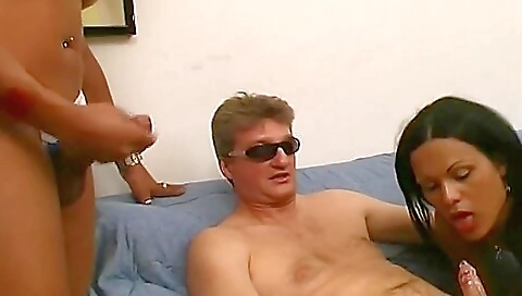 Big cock and big boobs slut is having an interracial threesome